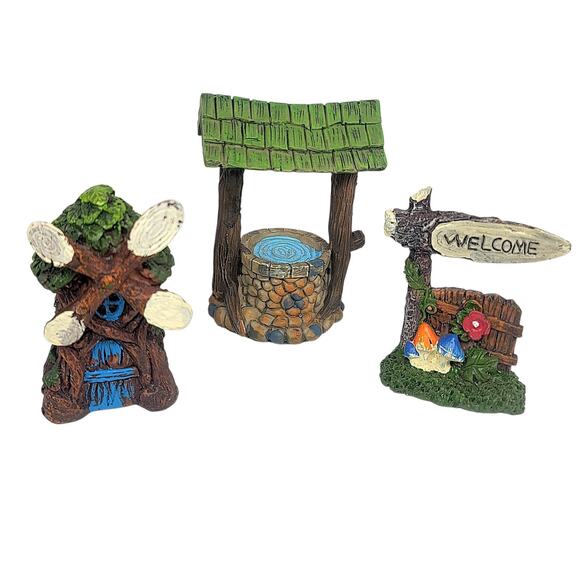 Vtg Fairy Garden Lot Mini Furniture Swing Windmill Well Fence Accessories 20pc - Picture 3 of 13